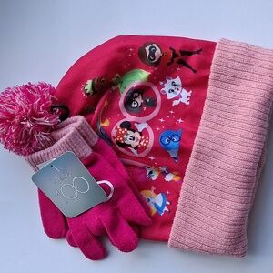 Disney 100 Anniversery hat and gloves set mini mouse In pink
